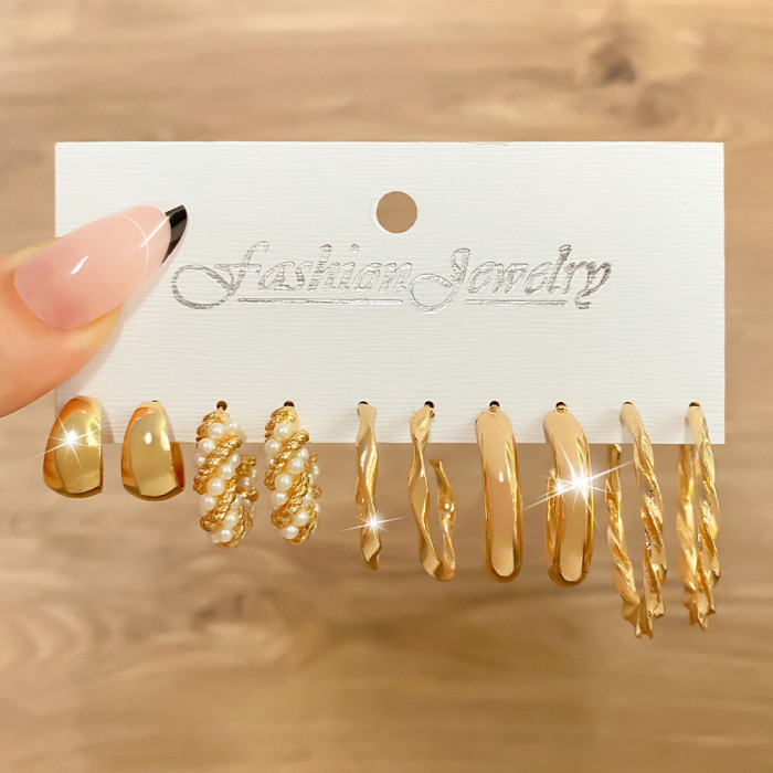 Alloy Heart Pearl Lock Snake Butterfly Mushroom Lock Earrings Creative Personality Card Pack Earrings 12 Pieces Whole...