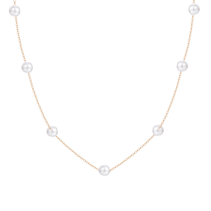 Pearl Necklace for Women Fashion Trendy OT Buckle Heart Pendant Collarbone Chain Internet Celebrity Accessories Minimalist Style Sweater Collarbone Chain