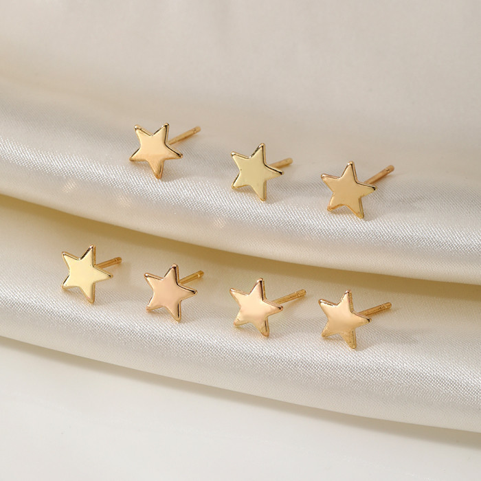 European and American Fashion Commuting One-Line Pentagram Metal Earrings 7-Piece Set Personality Simple Pentagram Earrings Jewelry