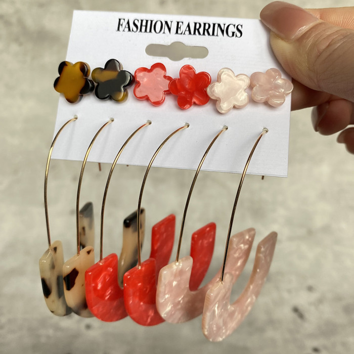 Korean Version New Elegant Simple Six-Piece Set Pearl Earrings Irregular Pearl Butterfly Stud Earrings for Women, Jew...