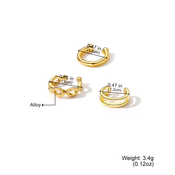 New European and American Style Earrings Simple Hollow Chain Ear Cuff No Piercing Minimalist U-Shaped Ear Clip Design Earrings