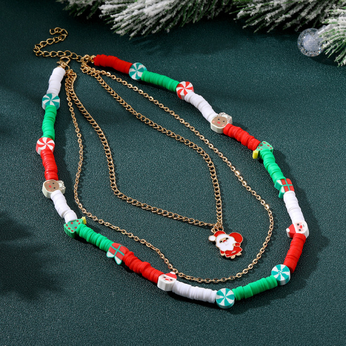 New Christmas Jewelry Oil Drop Christmas Multi-Layer Necklace Bead Chain Mix and Match Personalized Necklaces Wholesale