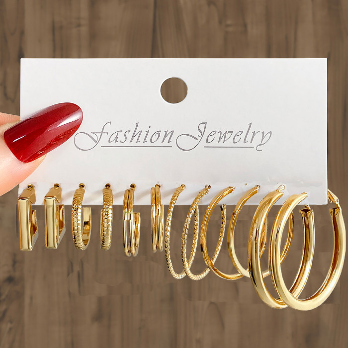 Style Hoop Earrings Square Geometric Earrings Vintage Pearl Earrings Hepburn Style Earrings Women's Set 6-Piece Set,...