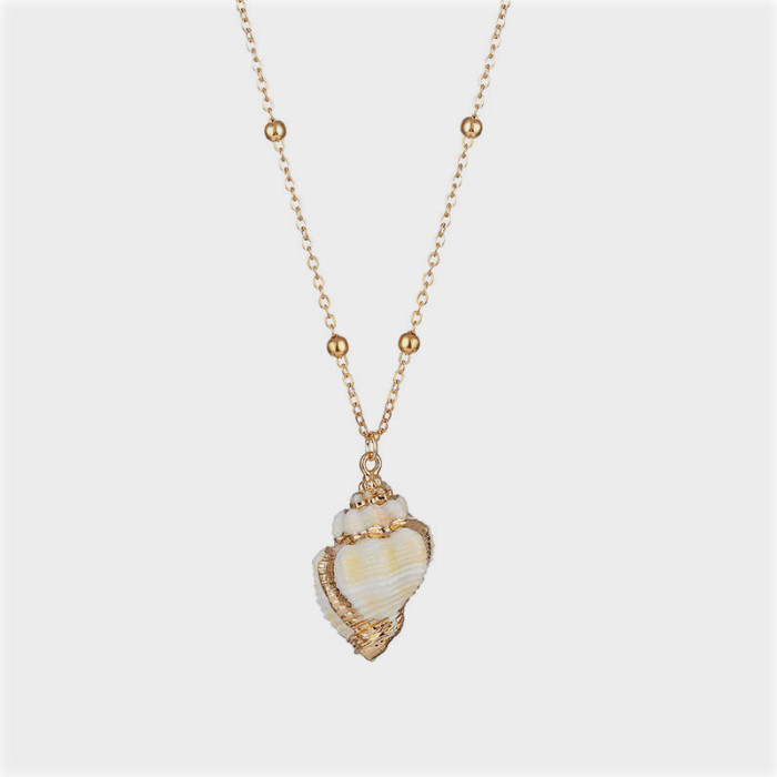 Ins Style New Women's Beach Shell Gold-Plated Pendant Conch Necklace Pendant Wholesale Foreign Trade Jewelry