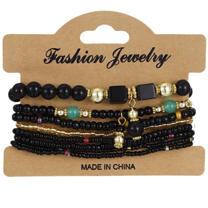 Hot-Selling Bohemian Ethnic Style Fashion Bracelet Multi-Layer Rice Bead Women's Jewelry Geometric Rice Bead Bracelet