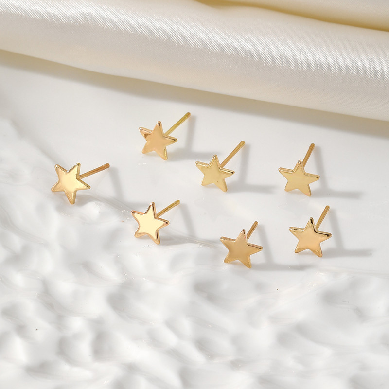 European and American Fashion Commuting One-Line Pentagram Metal Earrings 7-Piece Set Personality Simple Pentagram Earrings Jewelry