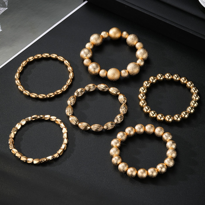 Hot-Selling Heavy Craft Brushed Metal Style Round Ball Bracelet Resumption of Work Personality Texture Irregular Geom...