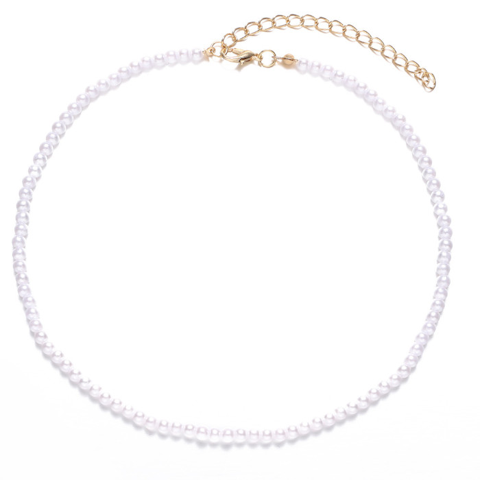 Pearl Necklace for Women Fashion Trendy OT Buckle Heart Pendant Collarbone Chain Internet Celebrity Accessories Minimalist Style Sweater Collarbone Chain