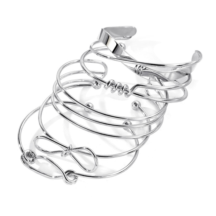 Hot-Selling Bracelet Fashion Mix and Match Knot Bow Open Bracelet Hand Jewelry Layered Style Combination Wholesale
