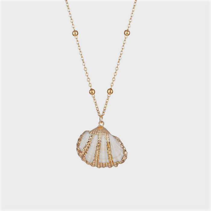 Ins Style New Women's Beach Shell Gold-Plated Pendant Conch Necklace Pendant Wholesale Foreign Trade Jewelry