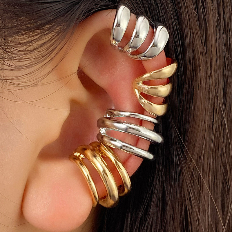 European and American Cross-Border Simple Multi-Layer Metal Ear Cuff Personality Fashion Hollow U-Shaped Fashion Ear Clip Elegant Matching Ear