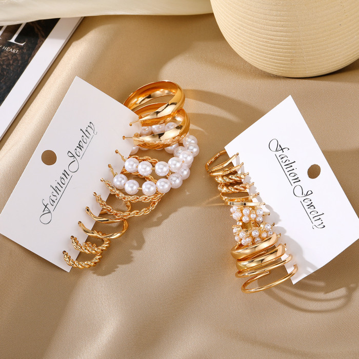 Cross-Border Hot-Selling Metal Twisted Chain Earrings Set Creative Simple Hoop Geometric Earrings