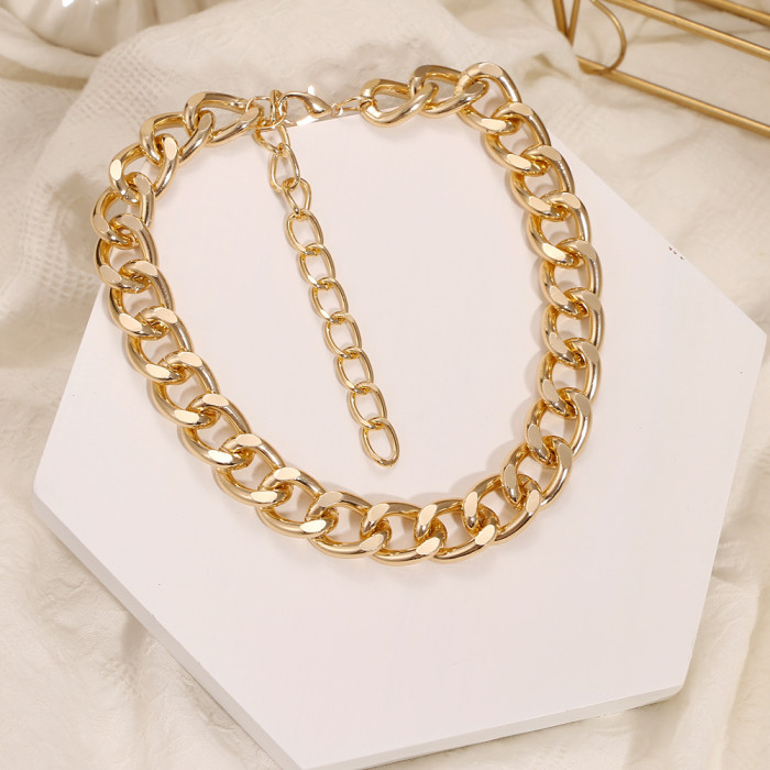Korean Jewelry Retro Round Ring Bronze Bead Multi-Layer Geometric Hexagon Circle Arrow Necklace