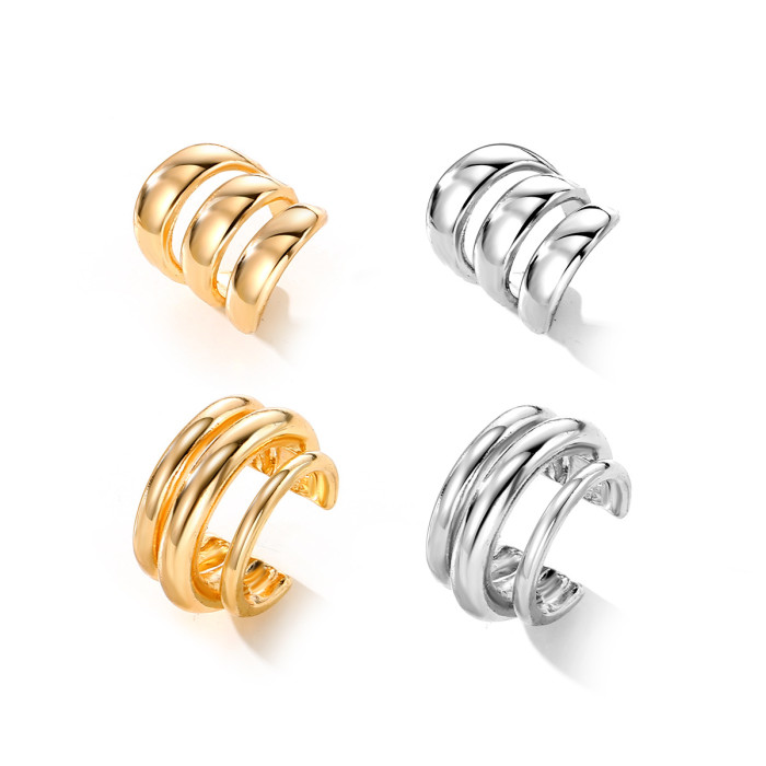 European and American Cross-Border Simple Multi-Layer Metal Ear Cuff Personality Fashion Hollow U-Shaped Fashion Ear Clip Elegant Matching Ear