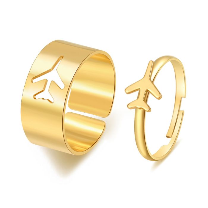 Ring Set 2 Pieces European and American Cross-Border Hot Selling Creative Personality Butterfly Ins Same Style Punk Style Couple Ring