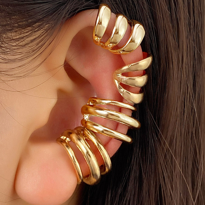 European and American Cross-Border Simple Multi-Layer Metal Ear Cuff Personality Fashion Hollow U-Shaped Fashion Ear Clip Elegant Matching Ear