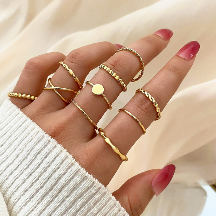 Alloy Cross-Border Butterfly Ring Opening More than Knuckle Ring Suit 22-Piece Set Love Heart-Shaped Ring Women's Design Sense Niche