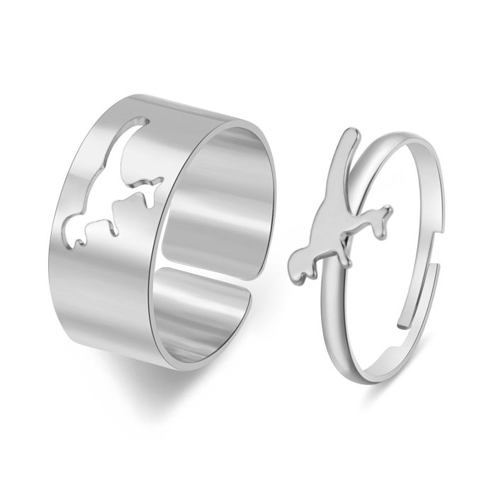 Ring Set 2 Pieces European and American Cross-Border Hot Selling Creative Personality Butterfly Ins Same Style Punk Style Couple Ring