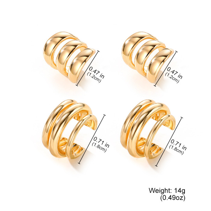 European and American Cross-Border Simple Multi-Layer Metal Ear Cuff Personality Fashion Hollow U-Shaped Fashion Ear Clip Elegant Matching Ear