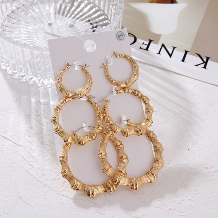 European and American Cross-Border Fashion Iron Alloy Earrings Large Circle Shrimp Buckle Earrings Set Metal Hoop Women's Jewelry Wholesale