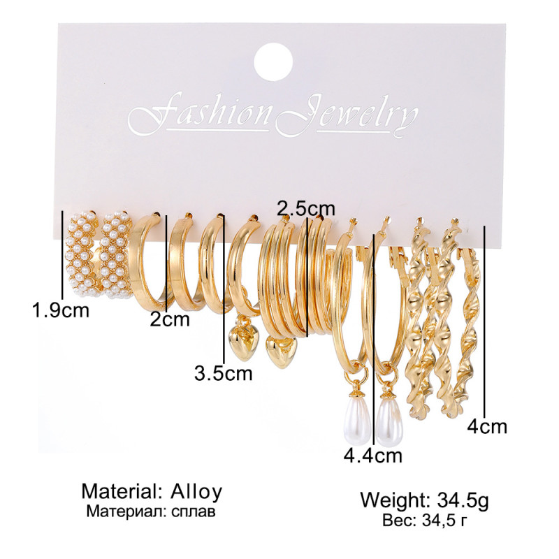 Cross-Border Hot-Selling European and American Fashion Simple Earring Set for Women, Elegant Versatile Braided Personality Exaggerated Circle Statement