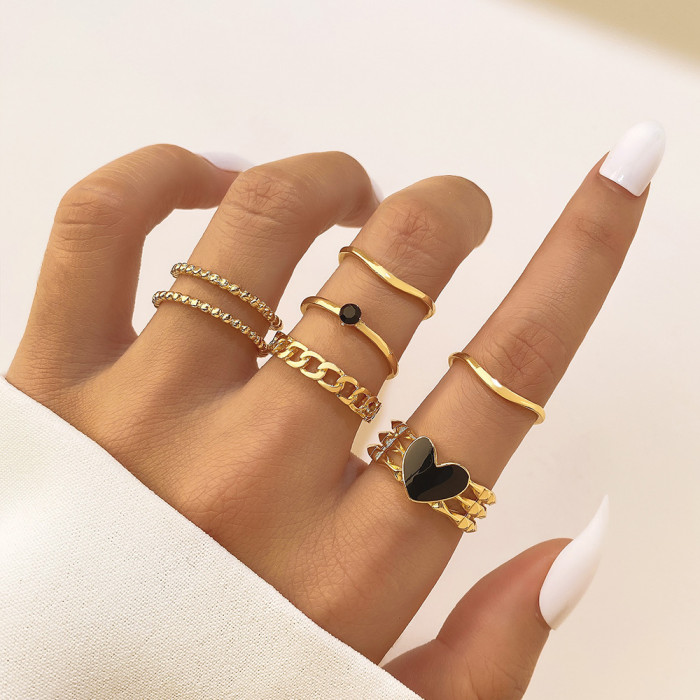 Cross-Border New Open Multi-Joint Ring Set 49 Pieces Heart Ring for Women with Unique Design and High-End Feel