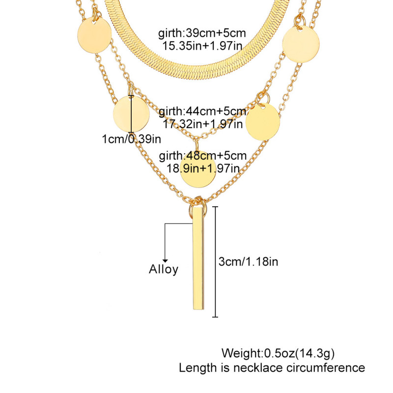 Hot Selling Personalized Multi-layer Stacked Necklace European and American Cross-border Necklace for Women Small Vertical Bar Pendant Collarbone Chain Necklace