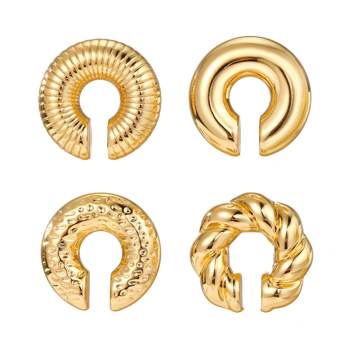 European and American Style Earrings for Women Without Pierced Ears Ear Cuffs Exaggerated Ear Jewelry Set Retro High-end Personality Round Hoop Ear Clips
