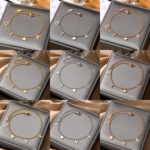 European and American Cross-Border New Bracelet for Women Stainless Steel Star Moon Bracelet Heart Pattern New Simple Personality Jewelry