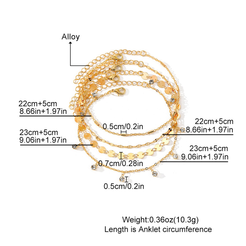 Cross-Border Fashion Five-Pointed Star Infinity Eight Butterfly Pendant Zircon Cuban Chain Anklet Beach Vacation Travel Photography Accessories
