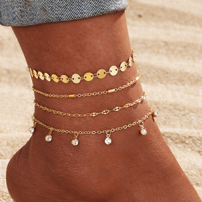 Retro Multi-Layer Butterfly Star Fishbone Chain Anklet for Women, Niche Exotic Style Tassel Anklet Set for Women, Nec...