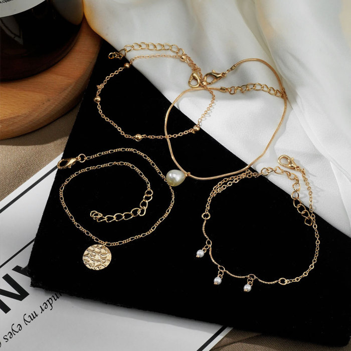 Fashion Five-Pointed Star Infinity Eight Butterfly Pendant Zircon Cuban Chain Anklet Beach Vacation Travel Photograph...