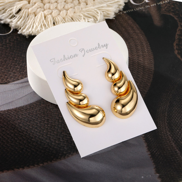 New Multi-Layer Water Drop Earrings High-End Fashion Commuting CCB Water Drop Stud Earrings for Women