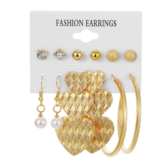 European and American Cross-Border New Simple Retro Pearl Earrings Creative Simple Earrings 5-Pair Set Earring Set Wholesale