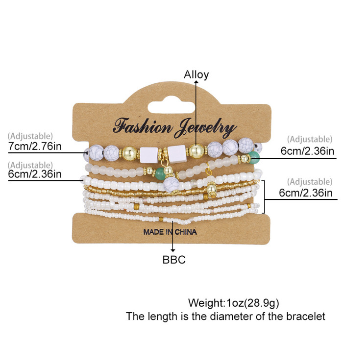 Hot-Selling Bohemian Ethnic Style Fashion Bracelet Multi-Layer Rice Bead Women's Jewelry Geometric Rice Bead Bracelet