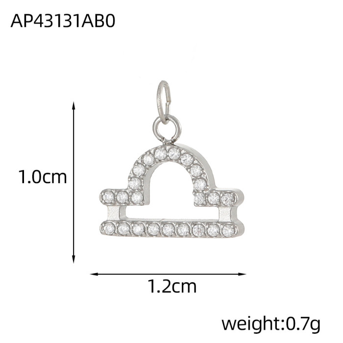 Amazon Hot-Selling Zodiac DIY Stainless Steel European and American Light Luxury Simple Fashion Micro Inlaid Diamond Accessories Wholesale