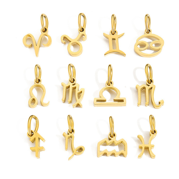 Hot Selling Stainless Steel Twelve Constellation Jewelry Accessories DIY Necklace Bracelet Jewelry Pendant Pendant