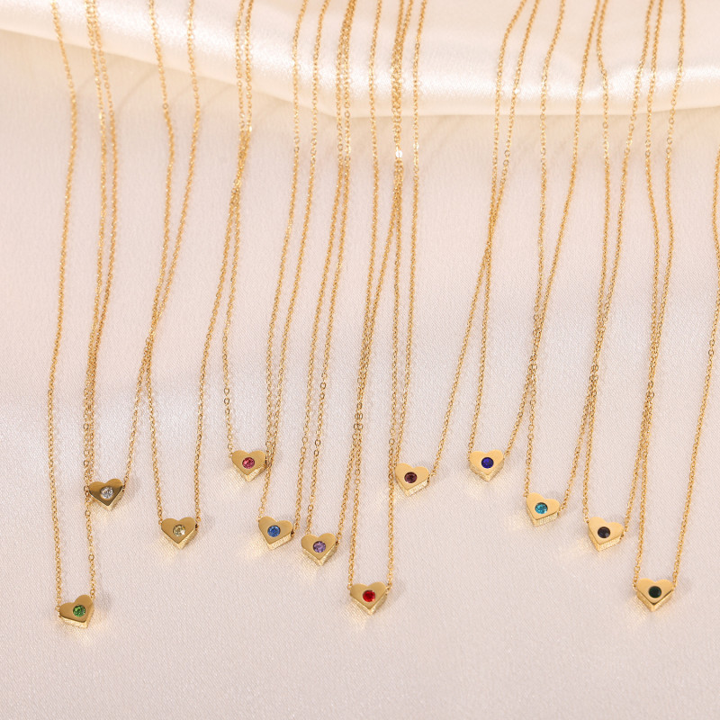 New Fashion Simple Heart DIY Stainless Steel December Birthstone Set Cross-Border Heart Accessories Wholesale