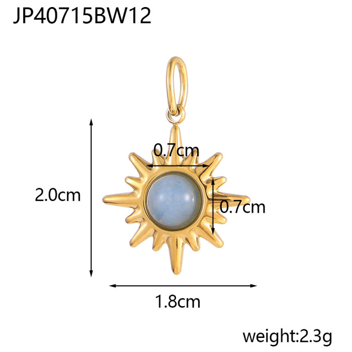 Fashion Colorful Faceted Natural Stone Red Vein Stone Classic DIY Eight-Pointed Star Element Stainless Steel Pendant Accessories Wholesale