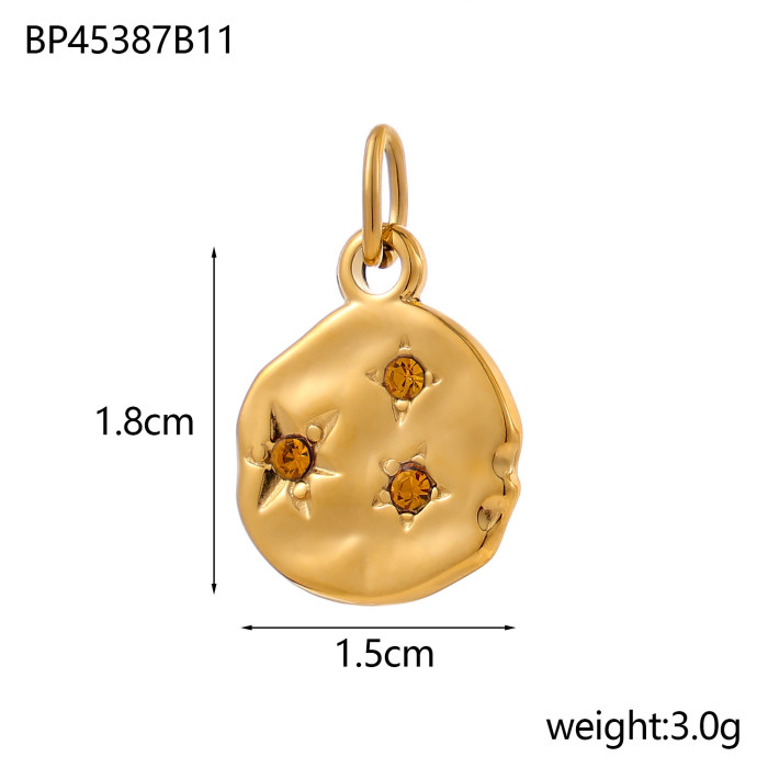 Round Tag with Multi-color Rhinestones Accessories Pendant DIY Jewelry Necklace Matching Accessories