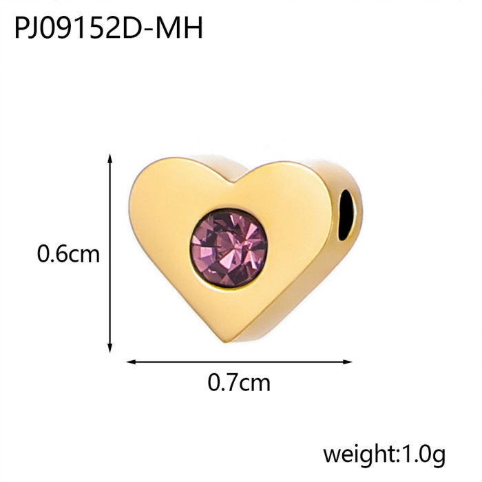 New Fashion Simple Heart DIY Stainless Steel December Birthstone Set Cross-Border Heart Accessories Wholesale