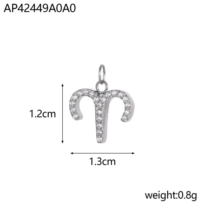 Amazon Hot-Selling Zodiac DIY Stainless Steel European and American Light Luxury Simple Fashion Micro Inlaid Diamond Accessories Wholesale