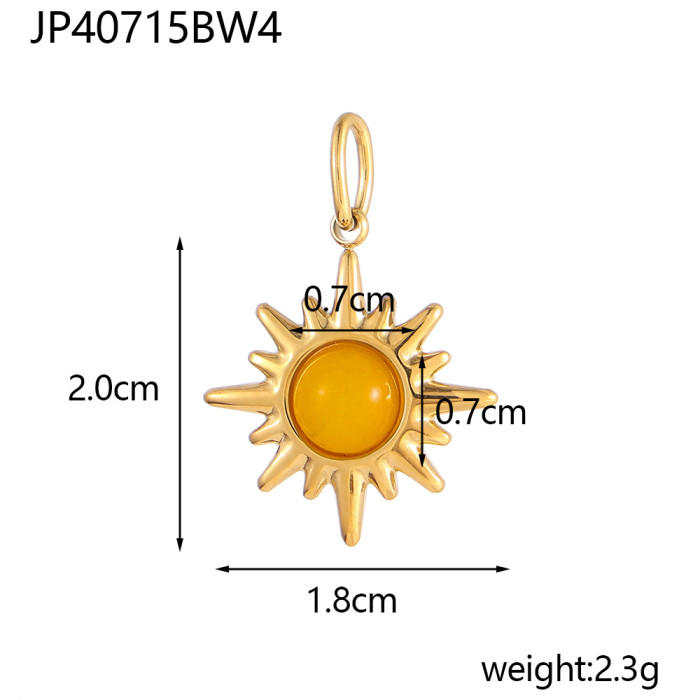 Fashion Colorful Faceted Natural Stone Red Vein Stone Classic DIY Eight-Pointed Star Element Stainless Steel Pendant Accessories Wholesale