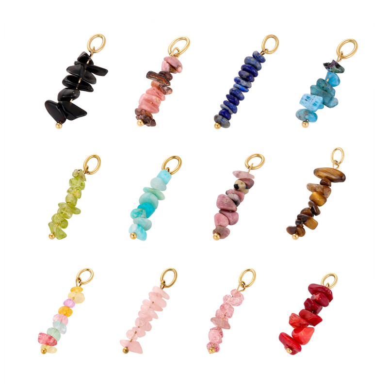 Cross-Border Amazon Irregular Crushed Stone Cute Ice Cream Natural Stone Turquoise Pendant DIY Accessories Jewelry Wholesale