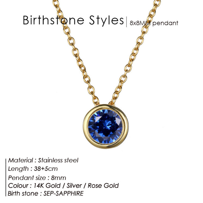Cross-Border Hot-Selling Fashion Simple Versatile December Round Hao Stone Collarbone Chain Stainless Steel Necklace Jewelry Wholesale