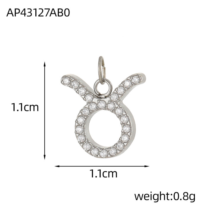 Amazon Hot-Selling Zodiac DIY Stainless Steel European and American Light Luxury Simple Fashion Micro Inlaid Diamond Accessories Wholesale