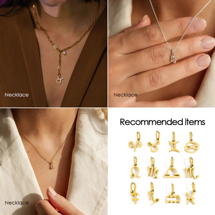 Hot Selling Stainless Steel Twelve Constellation Jewelry Accessories DIY Necklace Bracelet Jewelry Pendant Pendant