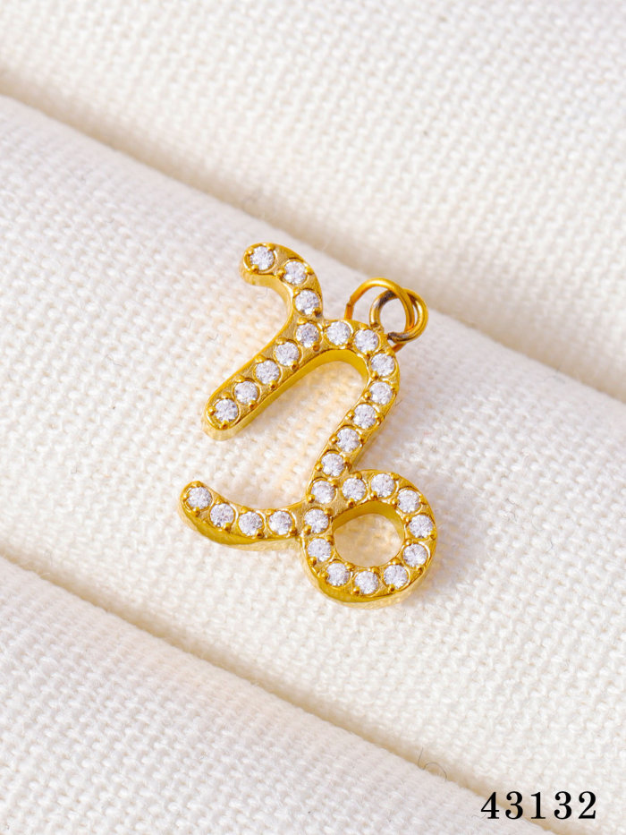 Amazon Hot-Selling Zodiac DIY Stainless Steel European and American Light Luxury Simple Fashion Micro Inlaid Diamond Accessories Wholesale