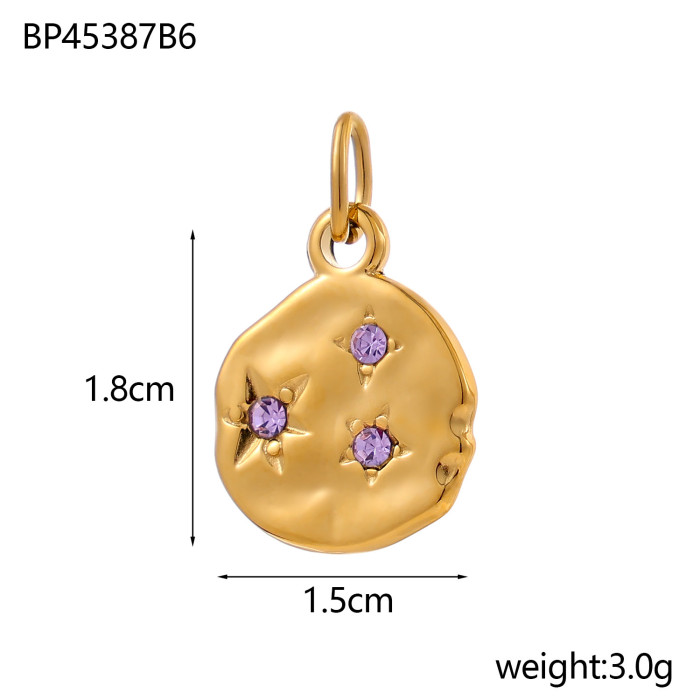 Round Tag with Multi-color Rhinestones Accessories Pendant DIY Jewelry Necklace Matching Accessories