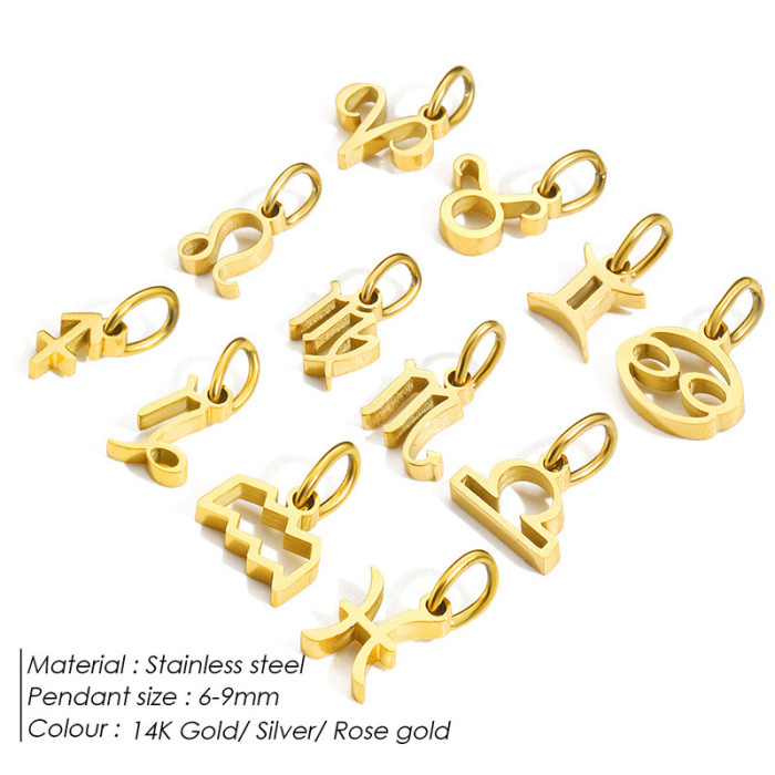 Hot Selling Stainless Steel Twelve Constellation Jewelry Accessories DIY Necklace Bracelet Jewelry Pendant Pendant